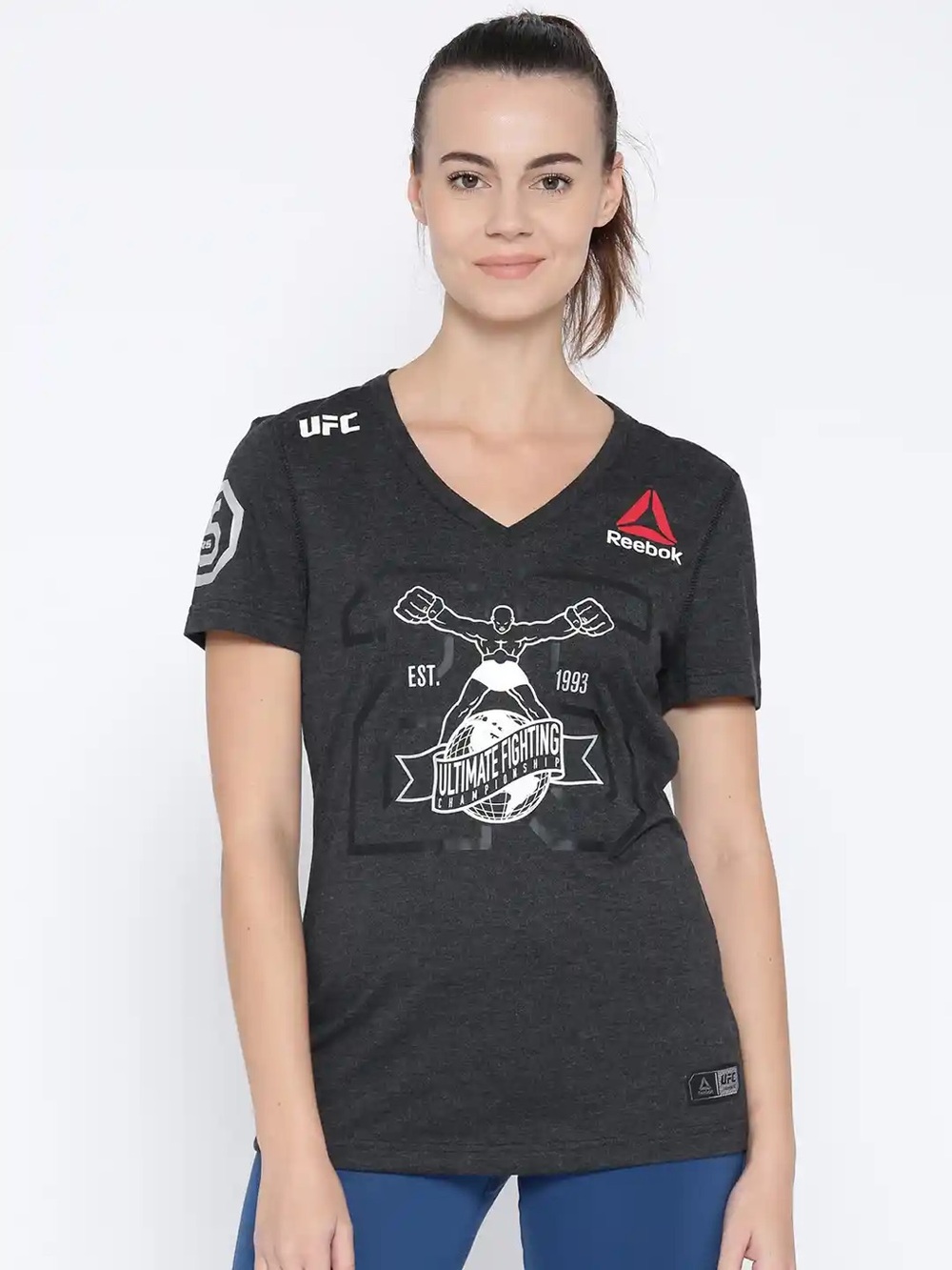 UFC Reebok Women’s Fight Night Retro Logo Gray Walkout Jersey Size Med NWT